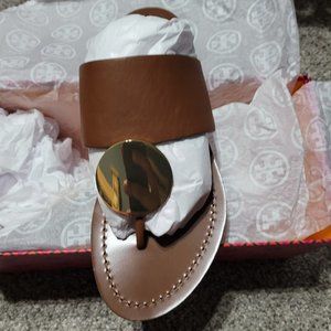 Tory Burch NIB Patos Disk Calf Leather Sandals